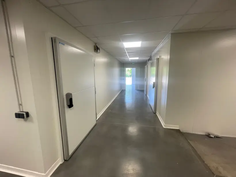 Couloir des chambres froides : portes isothermes, parois en panneaux